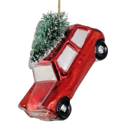 Rotājums SHISHI CAR RED WITH TREE 10cm