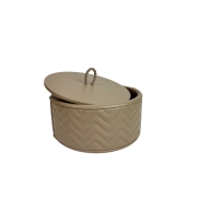 Lādīte ar vāku GIOBAGNARA JANA HERRINGBONE ROUND MEDIUM taupe