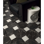 Porcelāna mozaīka VERSACE CERAMICS EMOTE OTTAGONO NERO AMASANTA/BIANCO LUX