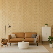 Akustiskais panelis INTELWOOD HEXAGON PANELS color Oak with light brown MDF, on Black Felt