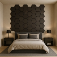 Akustiskais panelis INTELWOOD HEXAGON PANELS color Smoked oak, on Black Felt