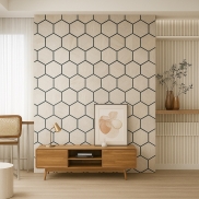 Akustiskais panelis INTELWOOD HEXAGON PANELS color Siberian oak, on Black Felt