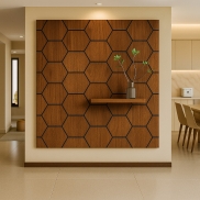 Akustiskais panelis INTELWOOD HEXAGON PANELS color Sapelli, on Black Felt