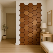 Akustiskais panelis INTELWOOD HEXAGON PANELS color Mahagony, on Black Felt