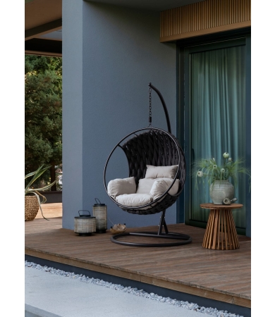 Šūpuļkrēsls ar spilvenu ANDREA BIZZOTTO GALAPAGOS BLACK seat 107x113xh65 cm