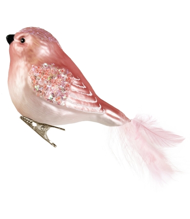 Rotājums SHISHI BIRD PINK WITH FEATHER TAIL 14cm