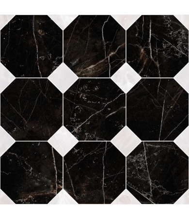 Porcelāna mozaīka VERSACE CERAMICS EMOTE OTTAGONO NERO AMASANTA/BIANCO LUX