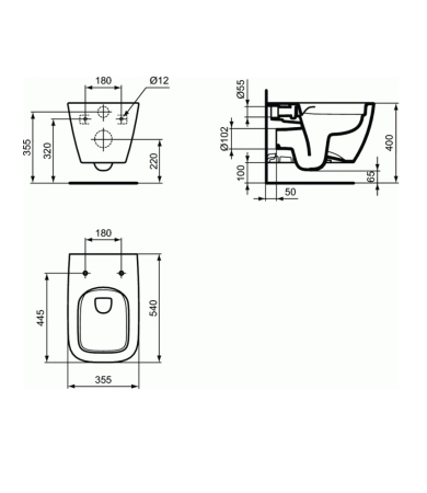 Klozetpods IDEAL STANDARD I.LIFE B RIMLESS+