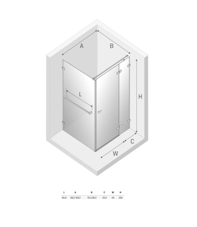 Dušas kabīne  AVEXA 100x80x200 Gold