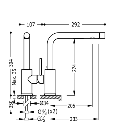 Jaucējkrāns TRES KITCHENS