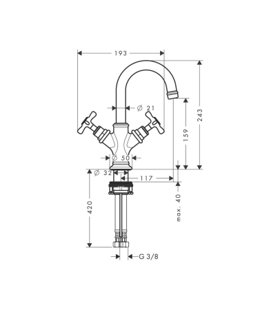 Jaucējkrāns AXOR MONTREUX Brushed nickel