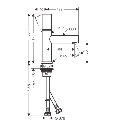 Jaucējkrāns AXOR UNO 80 Polished Brass