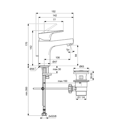 Jaucējkrāns IDEAL STANDARD CERABASE