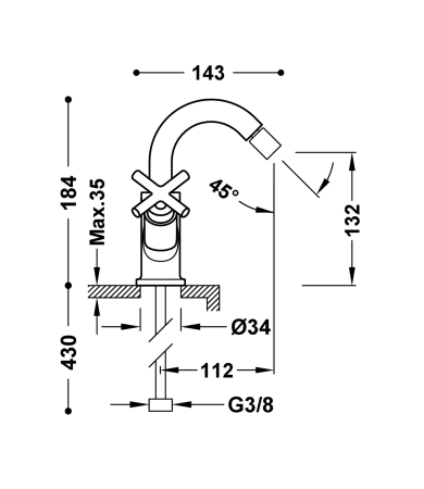 Jaucējkrāns TRES MONTBLANC Matt Gold 24K