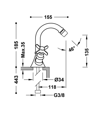Jaucējkrāns TRES CLASIC 24K Gold