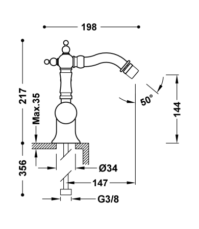 Jaucējkrāns TRES CLASIC Aged Brass