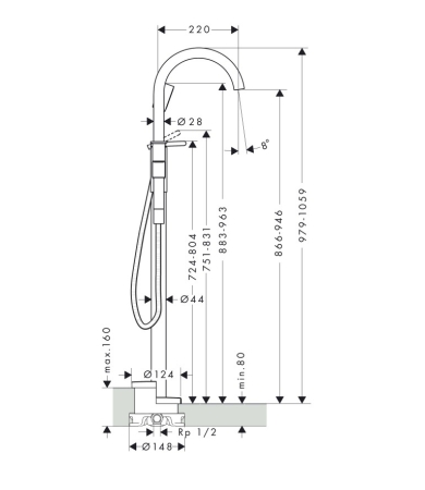 Jaucējkrāns AXOR ONE Brushed Nickel