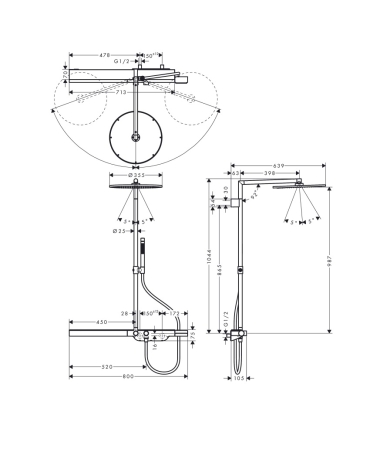Dušas sistēma AXOR SHOWERPIPE 800