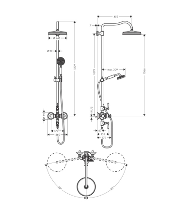 Dušas sistēma AXOR MONTREUX SHOWERPIPE