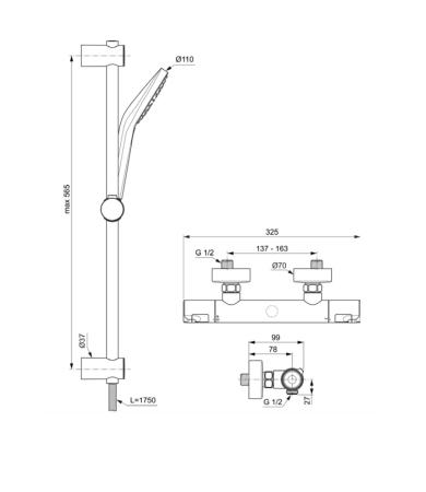 Dušas komplekts IDEAL STANDARD CERATHERM T50