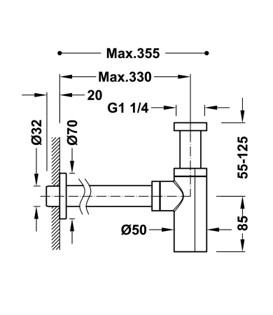 Sifons TRES TELESCOPIC Izlietnei Hroms