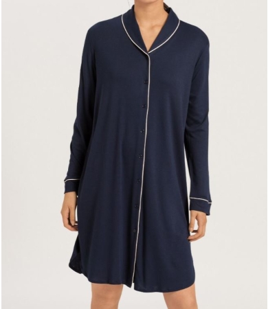 Naktskrekls ar garām piedurknēm HANRO NATURAL COMFORT 100 cm L deep navy